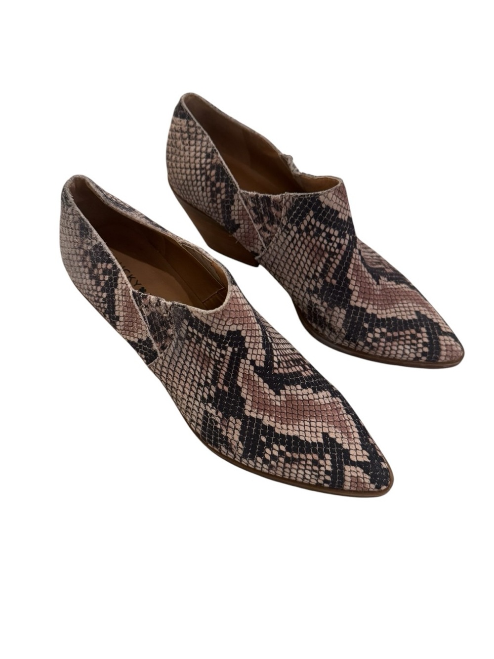 Lucky Brand Tresee snake-print ankle booties women’s 8.5